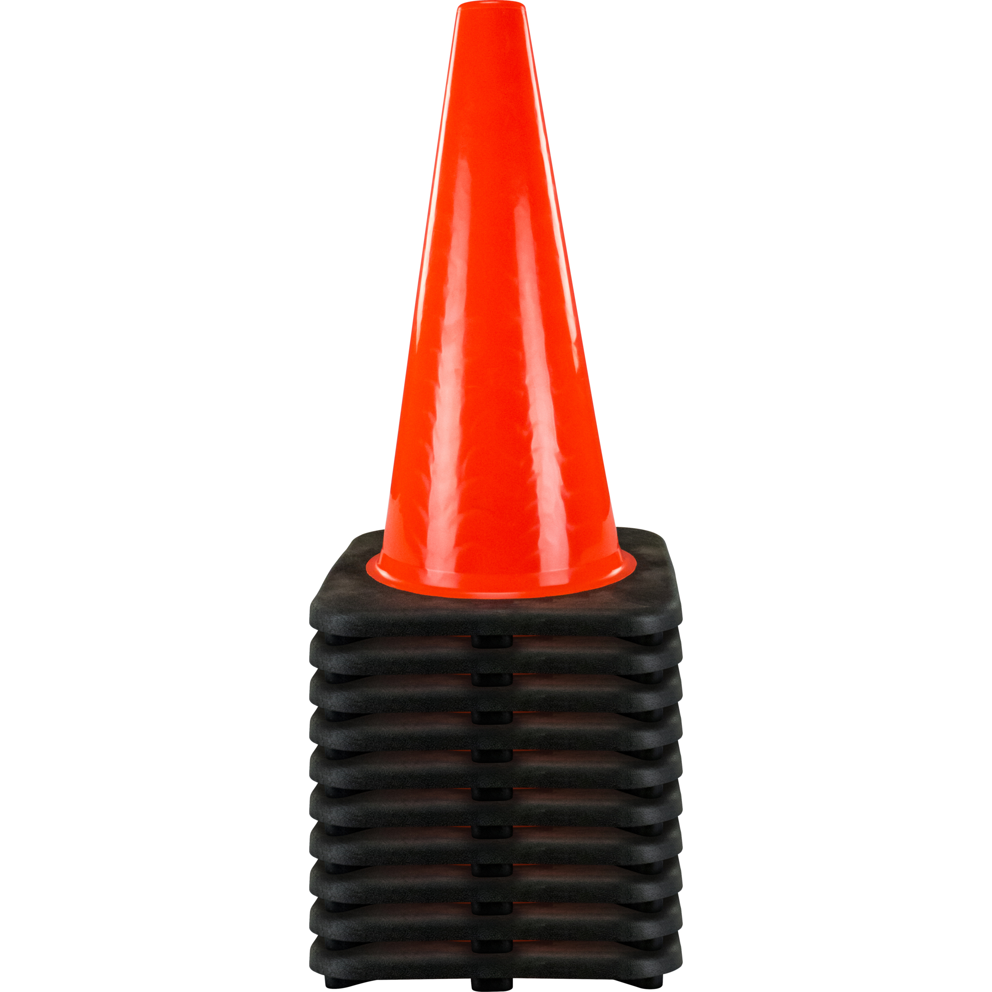 SAS Safety, 10 Traffic Cones Solid Orange 18in. (Full Case), Color Fluorescent Orange, Height 18 in, Included (qty.) 10 Model# 7500-18